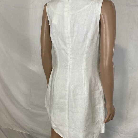 MABLE Women’s Linen Scalloped Hem Shift Dress Size S White Sleeveless Knee Lengt - Picture 7 of 13